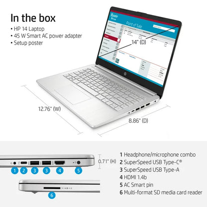 HP 14" Laptop 14-dq2078wm, Intel Core i5, 8GB RAM, 256GB SSD