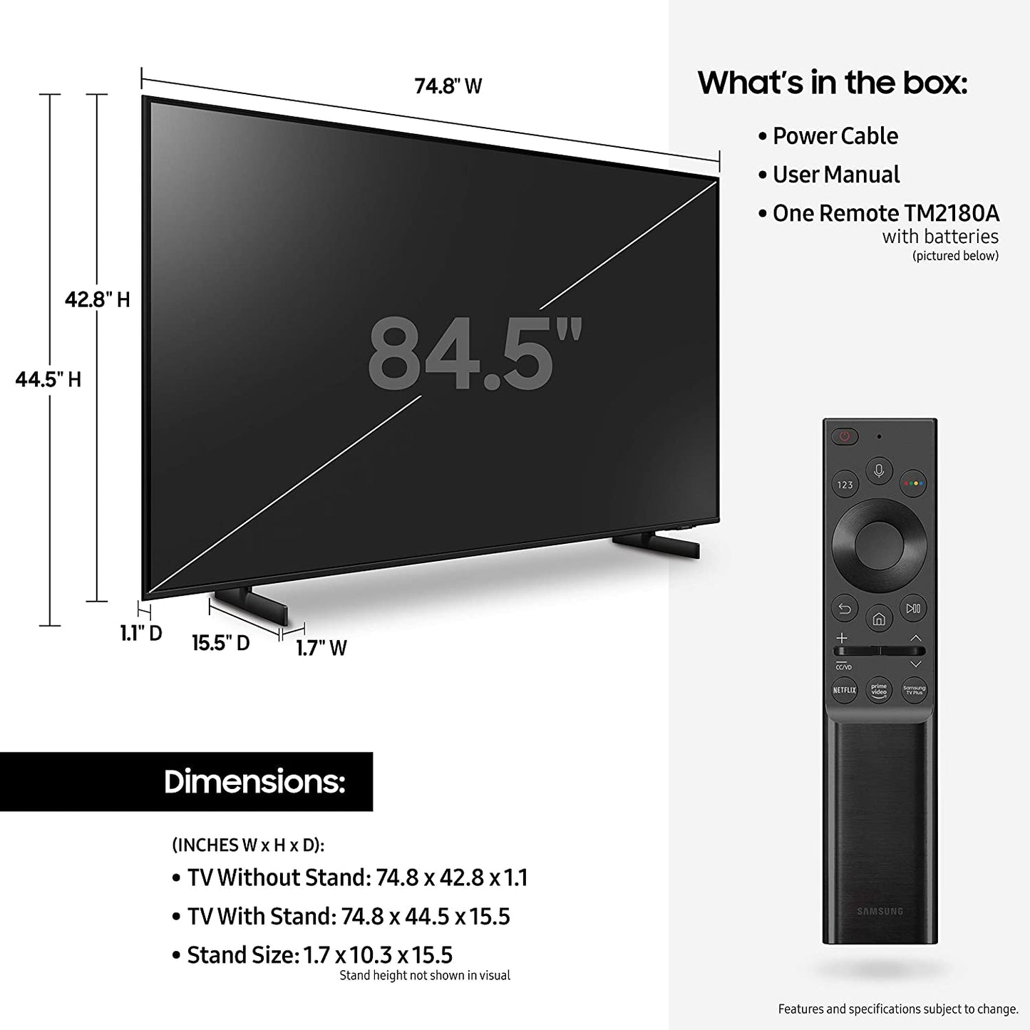 Samsung 85 inch 4K UHD Smart TV