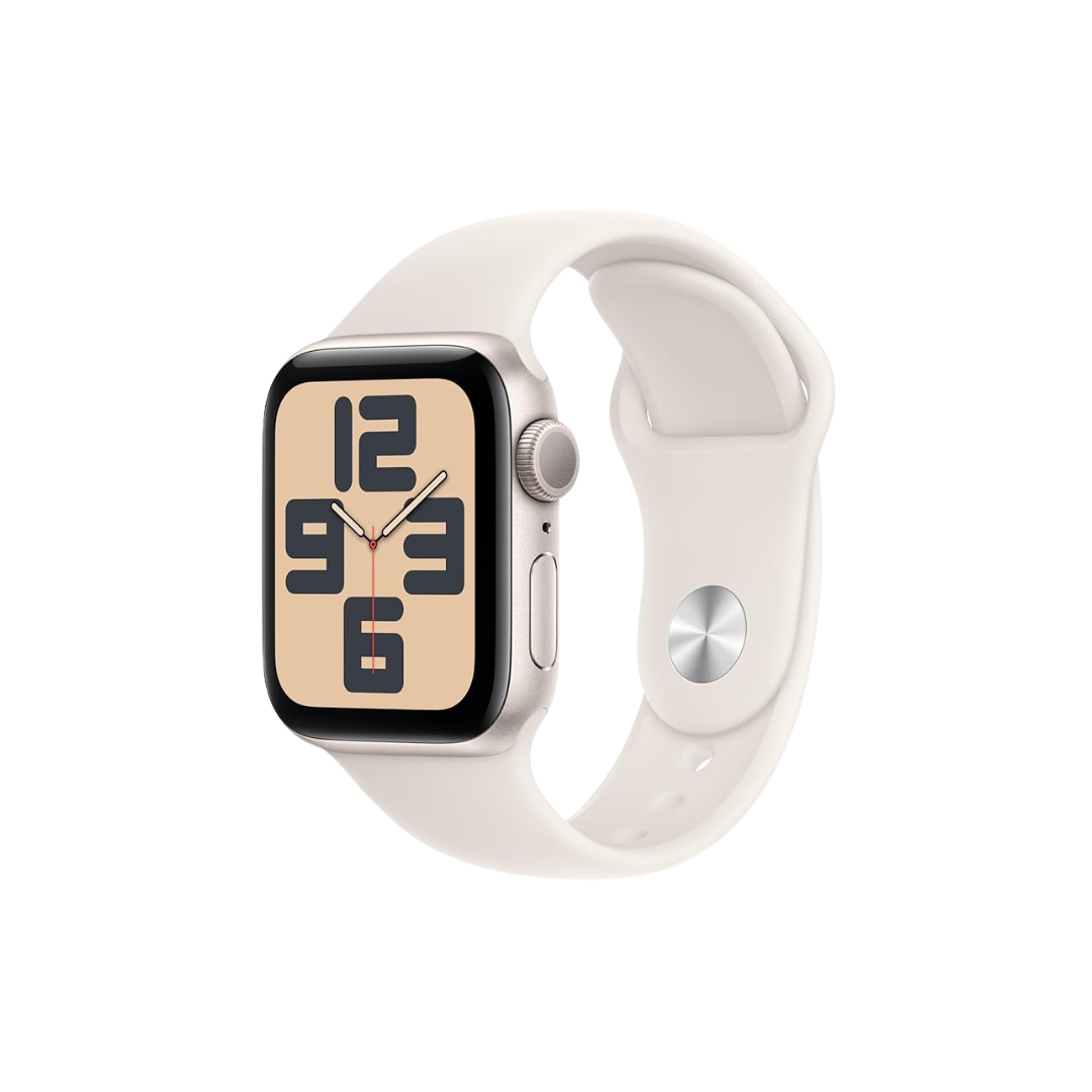 Apple Watch SE (2nd Gen) [GPS 40mm] Smartwatch Small/Medium Starlight Aluminium Case with Starlight Sport Band